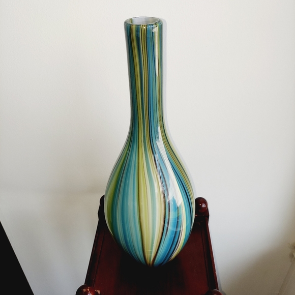 Murano Missoni Style Art Glass Vase 15.5 Inches - Picture 2 of 8